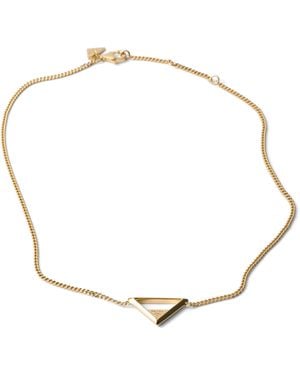 Prada Triangle Logo Pendant Necklace - Metallic
