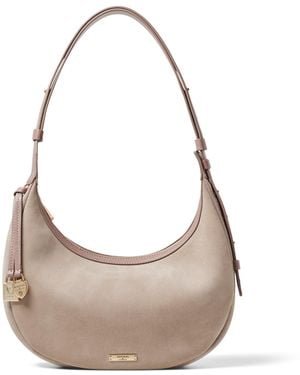 Aspinal of London Small Leather Soho Crescent Shoulder Bag - Grey