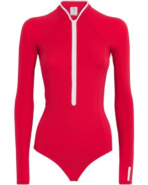 Hunza G Upf 50+ Tyra Long-Sleeve Swimsuit - Red