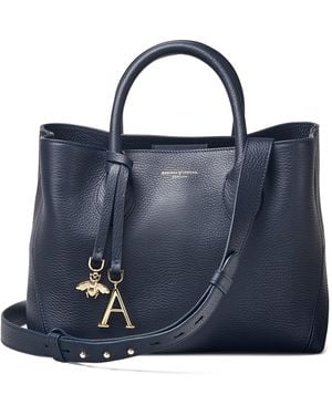 Aspinal of London Midi Leather London Tote Bag - Blue