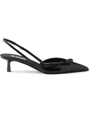 Prada Patent Leather Slingback Kitten Heels 45 - Black