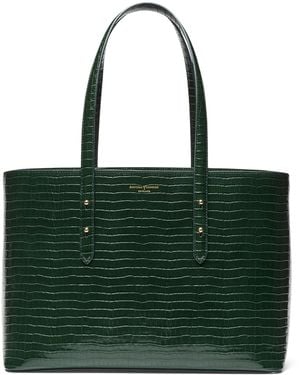 Aspinal of London Leather Croc-Embossed Regent Tote Bag - Green