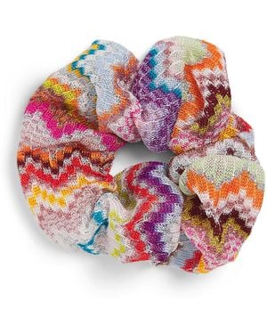 Missoni Metallic-Thread Zigzag Scrunchie - Red