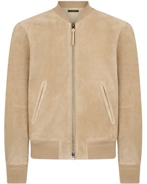 Tom Ford Leather Bomber Jacket - Natural