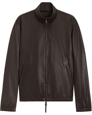 BOSS Straight Fit Leather Jacket - Black