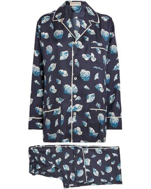 Olivia Von Halle Silk Yves Nautilus Pyjama Set - Blue