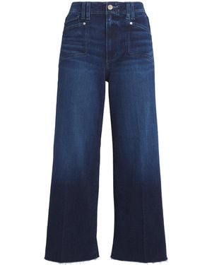 PAIGE Raw-Hem Anessa Wide-Leg Jeans - Blue