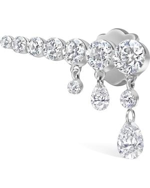 Maria Tash Invisible Set Diamond Crescendo Bar Threaded Stud Earring Right - White