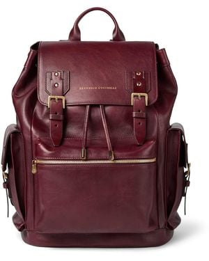 Brunello Cucinelli Leather City Backpack - Purple