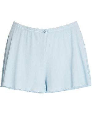 Skims Soft Lounge Lace-Trim Shorts - Blue