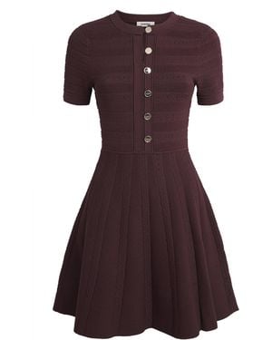 Sandro Knitted Button-Up Mini Dress - Brown