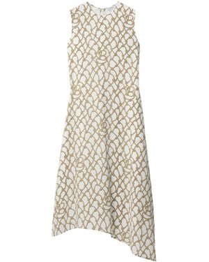 Burberry Silk Knot Print Dress - Natural