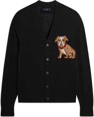 dunhill Cashmere-Linen V-Neck Cardigan - Black