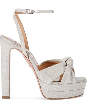 Aquazzura Glittered Cupid Plateau Platform Sandals 130 - White