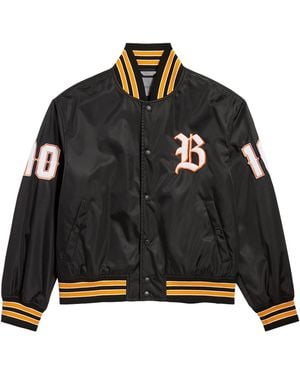 Balenciaga Satin Varsity Jacket - Black