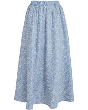 Sandro Sequinned Stripe Maxi Skirt - Blue