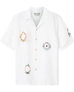 AllSaints Linen Embroidered Deck Shirt - White