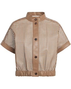 Lafayette 148 New York Laser-Cut Leather Jacket - Natural