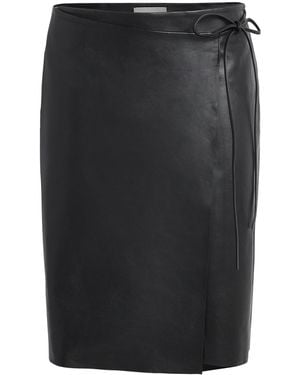 St. Agni Leather Everyday Wrap Midi Skirt - Black