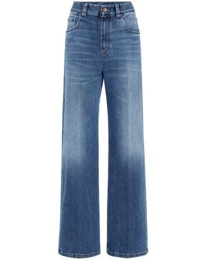Brunello Cucinelli Comfort Cotton Wide-Leg Jeans - Blue