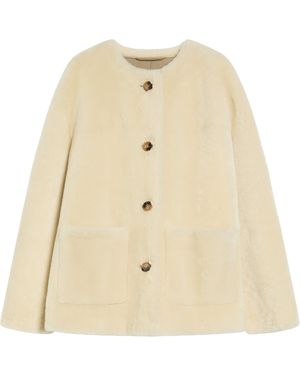 Marella Ram Shearling Oversized Jacket - Natural