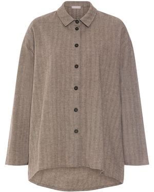 Hanro Cotton-Wool Woollen Luxury Pyjama Shirt - Brown