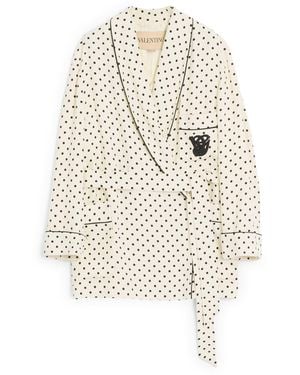 Valentino Embroidered Polka Dot Jacket - White