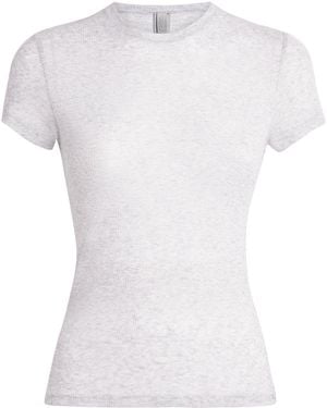 Skims Semi-Sheer Ribbed T-Shirt - White