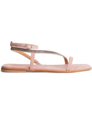 Eleventy Suede Crystal-Embellished Sandals - Pink