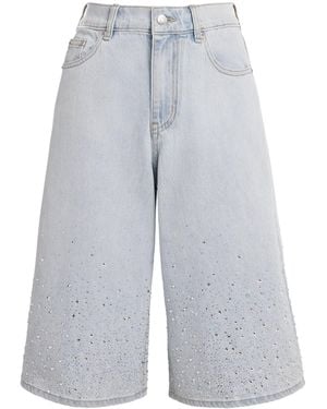 Maje Embellished Denim Bermuda Shorts - Blue