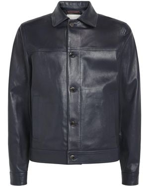 Jacob Cohen Leather Trucker Jacket - Black