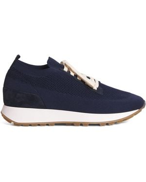 Eleventy Leather-Blend Scarpa Running Trainers - Blue
