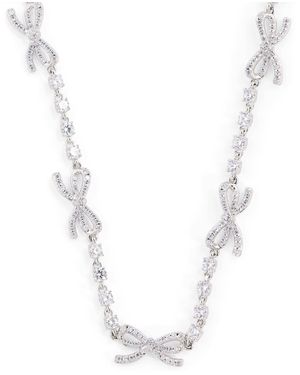 Self-Portrait Crystal Bow Necklace - Metallic