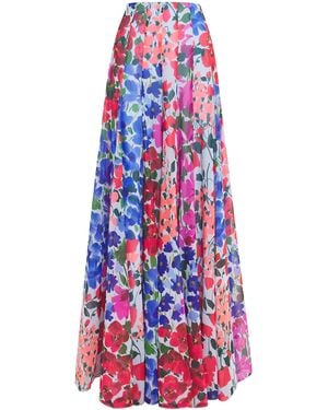 Carolina Herrera Floral High-Rise Palazzo Pants - White