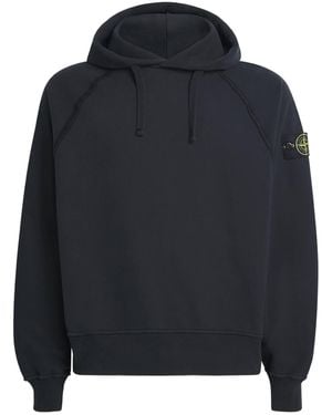Stone Island Cotton Compass Patch Hoodie - Blue