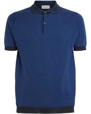 John Smedley Extra Fine Merino Jacquard Polo Shirt - Blue