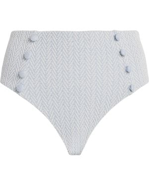 Devon Windsor Herringbone Malia High-Waist Bikini Briefs - White