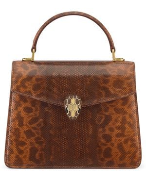 BVLGARI Medium Snakeskin Serpenti Forever Top-Handle Bag - Brown