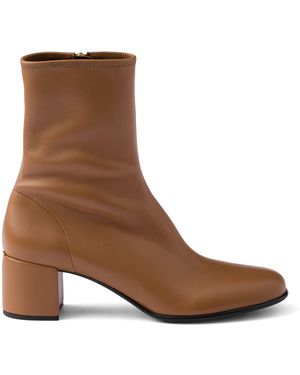 Prada Stretch-Nappa Leather Booties 55 - Brown