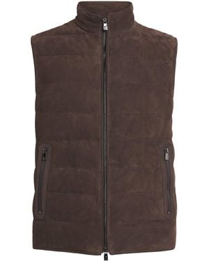 Corneliani Reversible Suede Padded Gilet - Brown