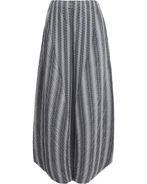 Pleats Please Issey Miyake Cotton-Blend Zigzag Trousers - Grey