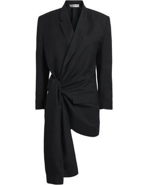 Late for Work Blazer Sleeve-Tie Mini Dress - Black