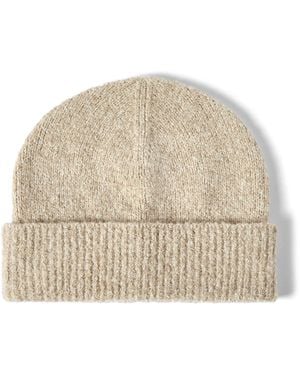 Brunello Cucinelli Wool-Silk Ribbed Beanie - Natural