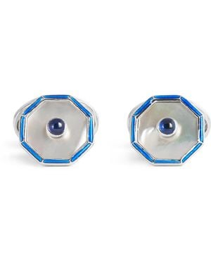 Deakin & Francis Sterling Hexagonal Sapphire Cufflinks - Blue