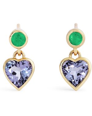 Emily P. Wheeler Emerald And Tanzanite Heart Earrings - Blue