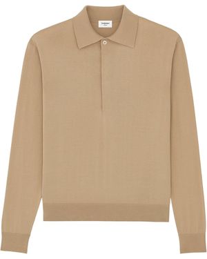 Saint Laurent Silk-Cotton Polo Sweater - Natural