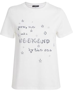 Weekend by Maxmara Cotton Print And Embroidered T-Shirt - White