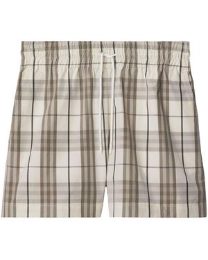 Burberry Cotton Check Drawstring Shorts - Metallic