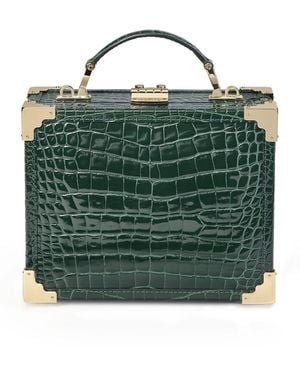 Aspinal of London Mini Leather Trunk Clutch Bag - Green