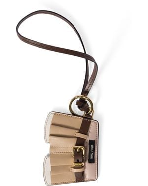 Miu Miu Leather Mini Skirt Keyring - Metallic